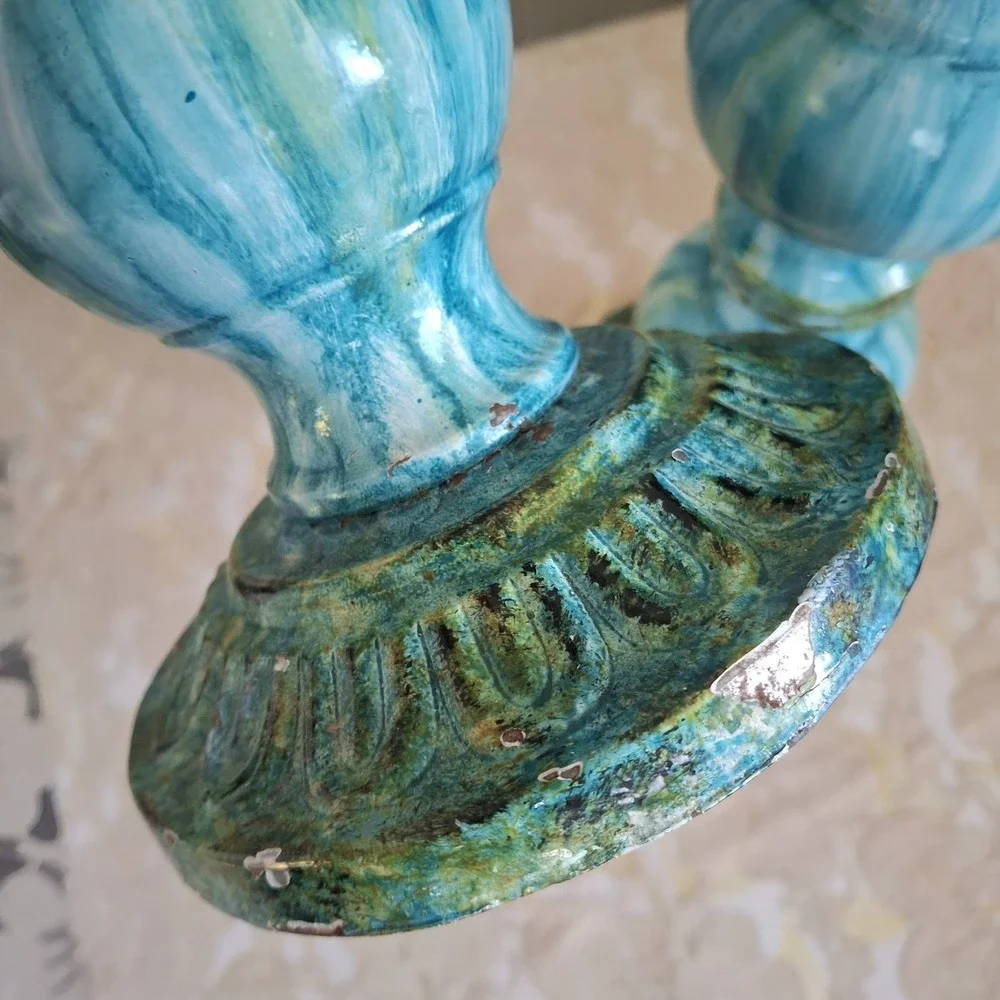 Pier 1 Vtg Discontinued Turquoise Metal Candle Holder Pier One Imports Set Of 2